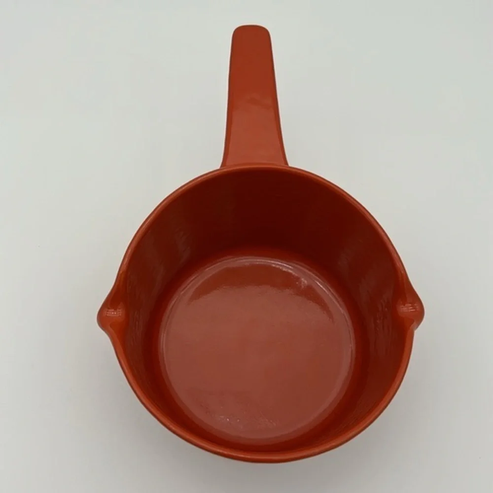 Vintage Copco Michael Lax Designed Orange Enamel Cast Iron Sauce Pot